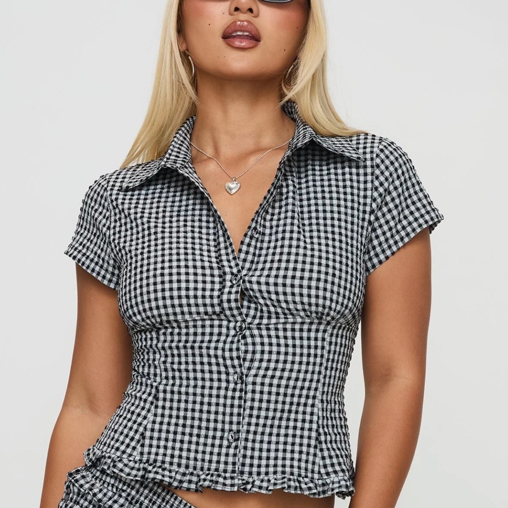 Princess Polly Covey Shirred Puff Sleeve Top